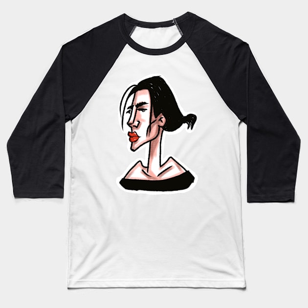 pretty lady with red lips Baseball T-Shirt by barbasantara